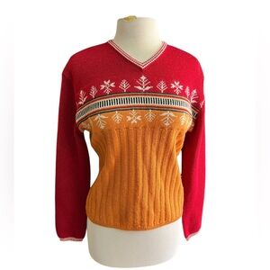 Nils Skiwear M women’s vintage v neck wool blend sweater